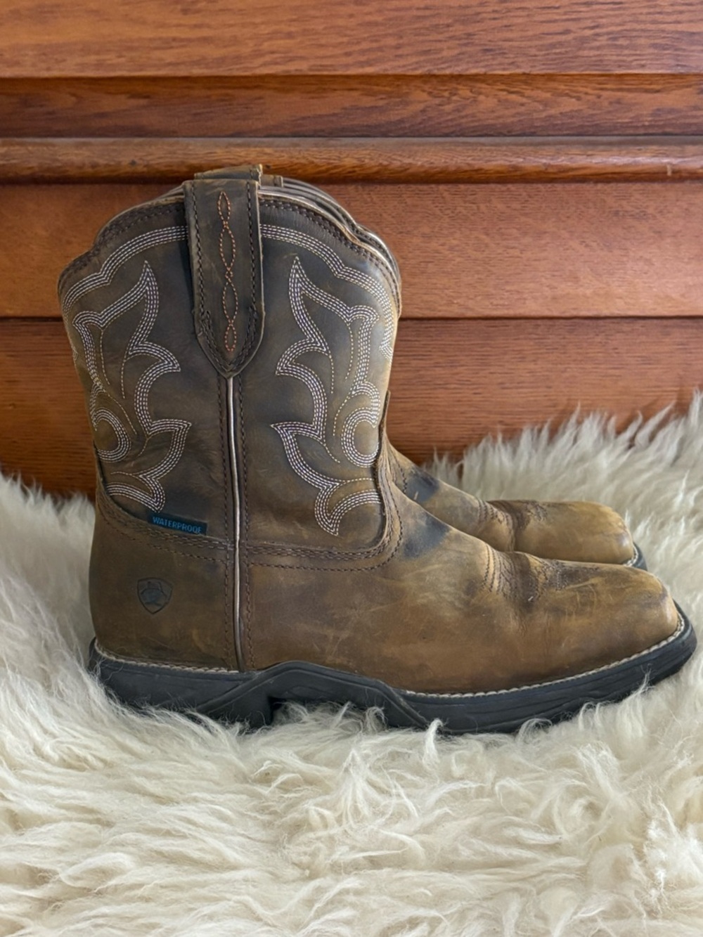 Ariat ‘Anthem Shortie II’ Waterproof Brown Leather Western Boots Like New - Picture 2 of 7